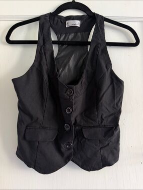 exit Black Button-Front Women's Vest